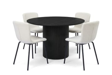 Kopparbo rund spisegruppe 110 cm svart med 4 Katy spisestoler - Svartbeiset eik - Møbler - Bord - Spisegrupper