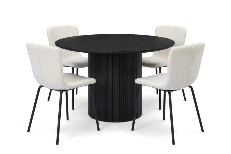 Kopparbo rund spisegruppe 110 cm svart med 4 Katy spisestoler - Svartbeiset eik - Møbler - Bord - Spisegrupper