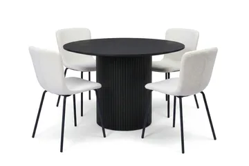 Kopparbo rund spisegruppe 110 cm svart med 4 Katy spisestoler - Svartbeiset eik - Møbler - Bord - Spisegrupper
