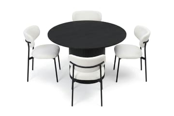 Kopparbo rund spisegruppe 110 cm svart med 4 Lucy spisestoler - Svart - Møbler - Bord - Spisegrupper