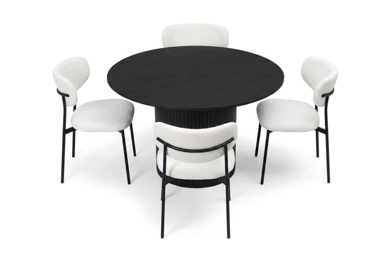 Kopparbo rund spisegruppe 110 cm svart med 4 Lucy spisestoler - Svart - Møbler - Bord - Spisegrupper