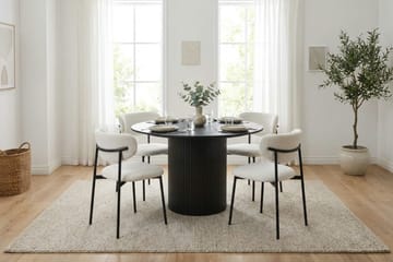Kopparbo rund spisegruppe 110 cm svart med 4 Lucy spisestoler - Svart - Møbler - Bord - Spisegrupper