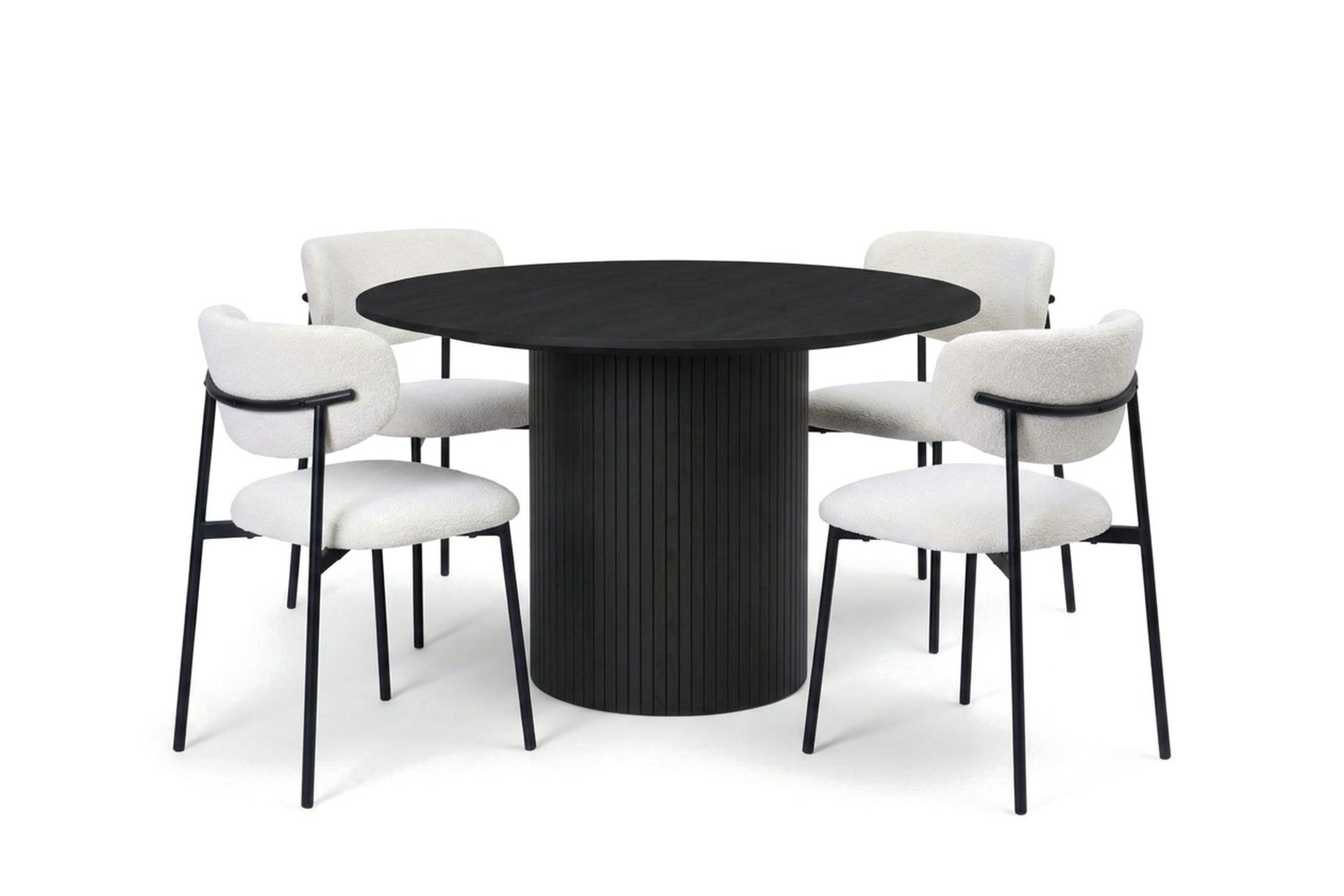 Kopparbo rund spisegruppe 110 cm svart med 4 Lucy spisestoler - Svart