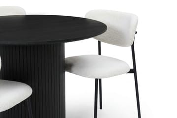 Kopparbo rund spisegruppe 110 cm svart med 4 Lucy spisestoler - Svartbeiset eik - Møbler - Bord - Spisegrupper