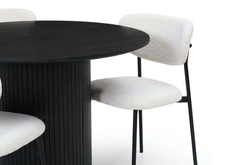 Kopparbo rund spisegruppe 110 cm svart med 4 Lucy spisestoler - Svartbeiset eik - Møbler - Bord - Spisegrupper