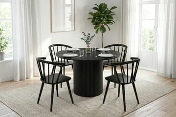 Kopparbo rund spisegruppe 110 cm svart med 4 Tyrö spisestoler - Svart - Møbler - Bord - Spisegrupper