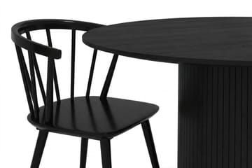 Kopparbo rund spisegruppe 110 cm svart med 4 Tyrö spisestoler - Svart - Møbler - Bord - Spisegrupper