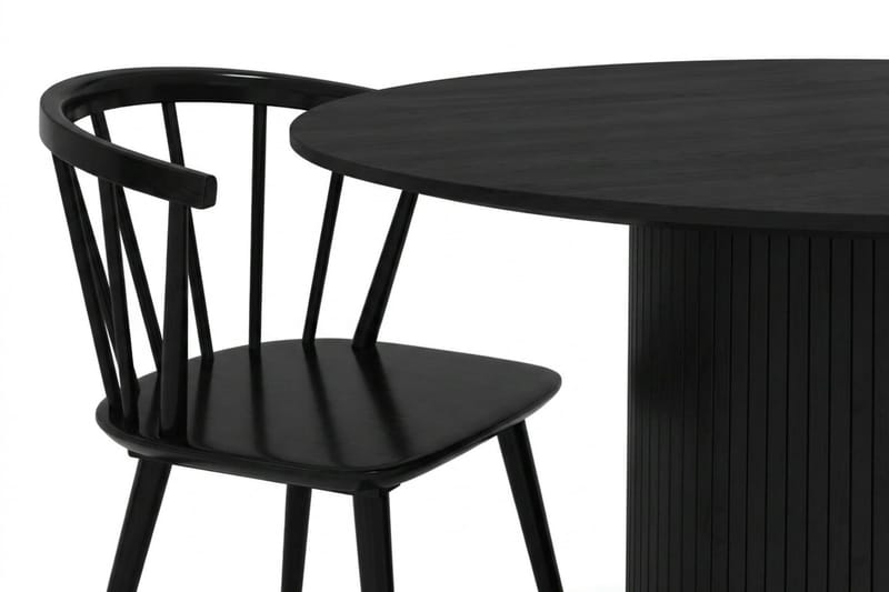 Kopparbo rund spisegruppe 110 cm svart med 4 Tyrö spisestoler - Svart - Møbler - Bord - Spisegrupper