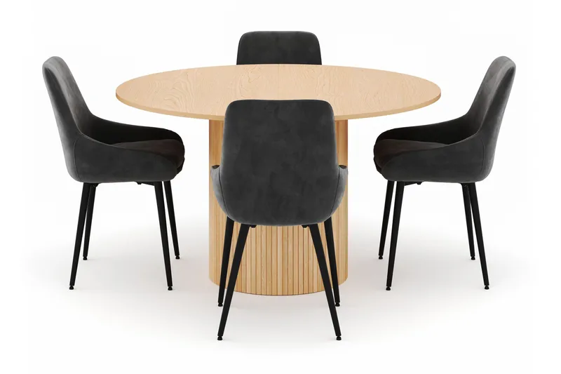 Kopparbo Rund Spisegruppe 130-150 cm 4 Alsarp Spisestoler - Naturell - Møbler - Bord - Spisegrupper