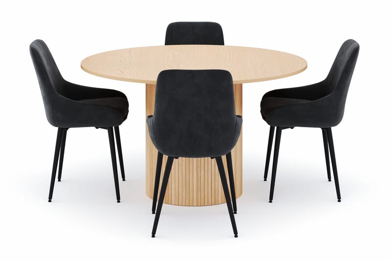 Kopparbo Rund Spisegruppe 130-150 cm 4 Alsarp Spisestoler - Naturell - Møbler - Bord - Spisegrupper