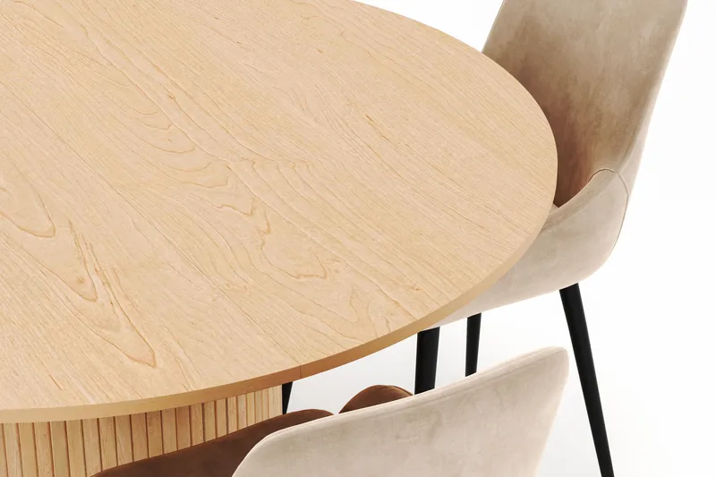 Kopparbo Rund Spisegruppe 130-150 cm 4 Alsarp Spisestoler - Naturell - Møbler - Bord - Spisegrupper
