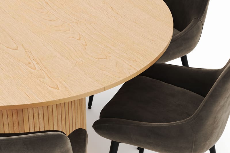 Kopparbo Rund Spisegruppe 130-150 cm 6 Alsarp Spisestoler - Naturell - Møbler - Bord - Spisegrupper