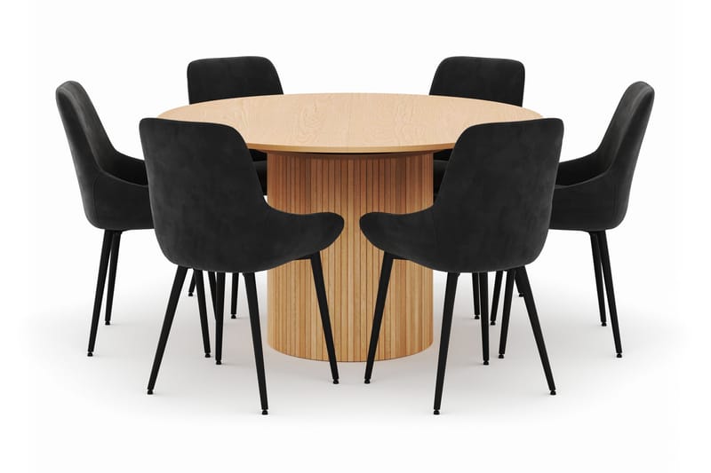 Kopparbo Rund Spisegruppe 130-150 cm 6 Alsarp Spisestoler - Naturell - Møbler - Bord - Spisegrupper