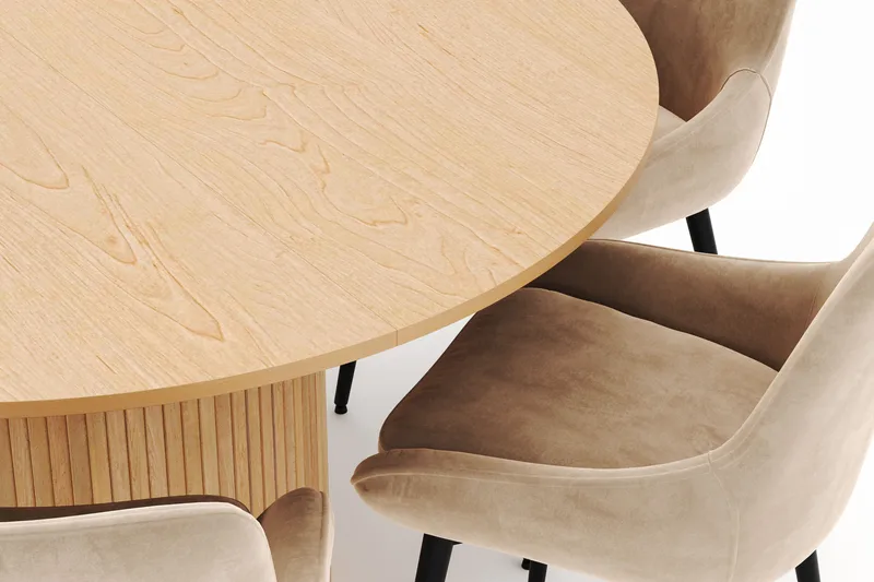 Kopparbo Rund Spisegruppe 130-150 cm 6 Alsarp Spisestoler - Naturell - Møbler - Bord - Spisegrupper