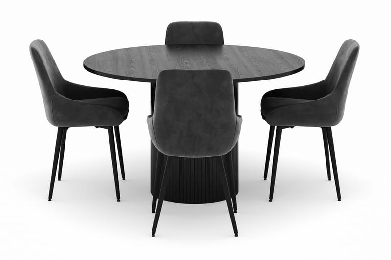 Kopparbo Rund Spisegruppe 130 cm 4 Alsarp Spisestoler - Svart - Møbler - Bord - Spisegrupper