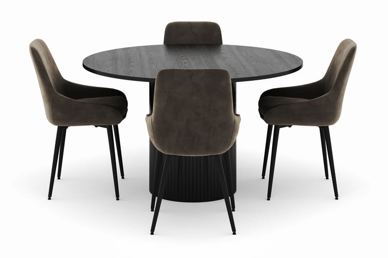 Kopparbo Rund Spisegruppe 130 cm 4 Alsarp Spisestoler - Svart - Møbler - Bord - Spisegrupper