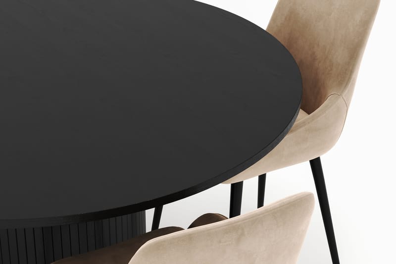 Kopparbo Rund Spisegruppe 130 cm 4 Alsarp Spisestoler - Svart - Møbler - Bord - Spisegrupper