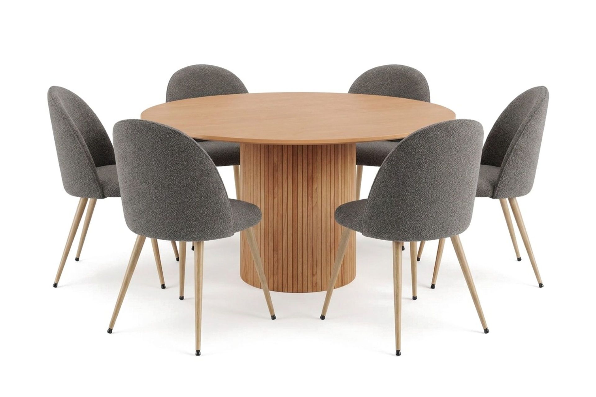 Kopparbo rund spisegruppe 130 cm med 6 Nibe Plus spisestoler - Eik