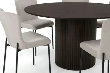 Kopparbo rund spisegruppe 130 cm Røkt Eik med 6 Elsie spisestoler - Røkt eik - Møbler - Bord - Spisegrupper