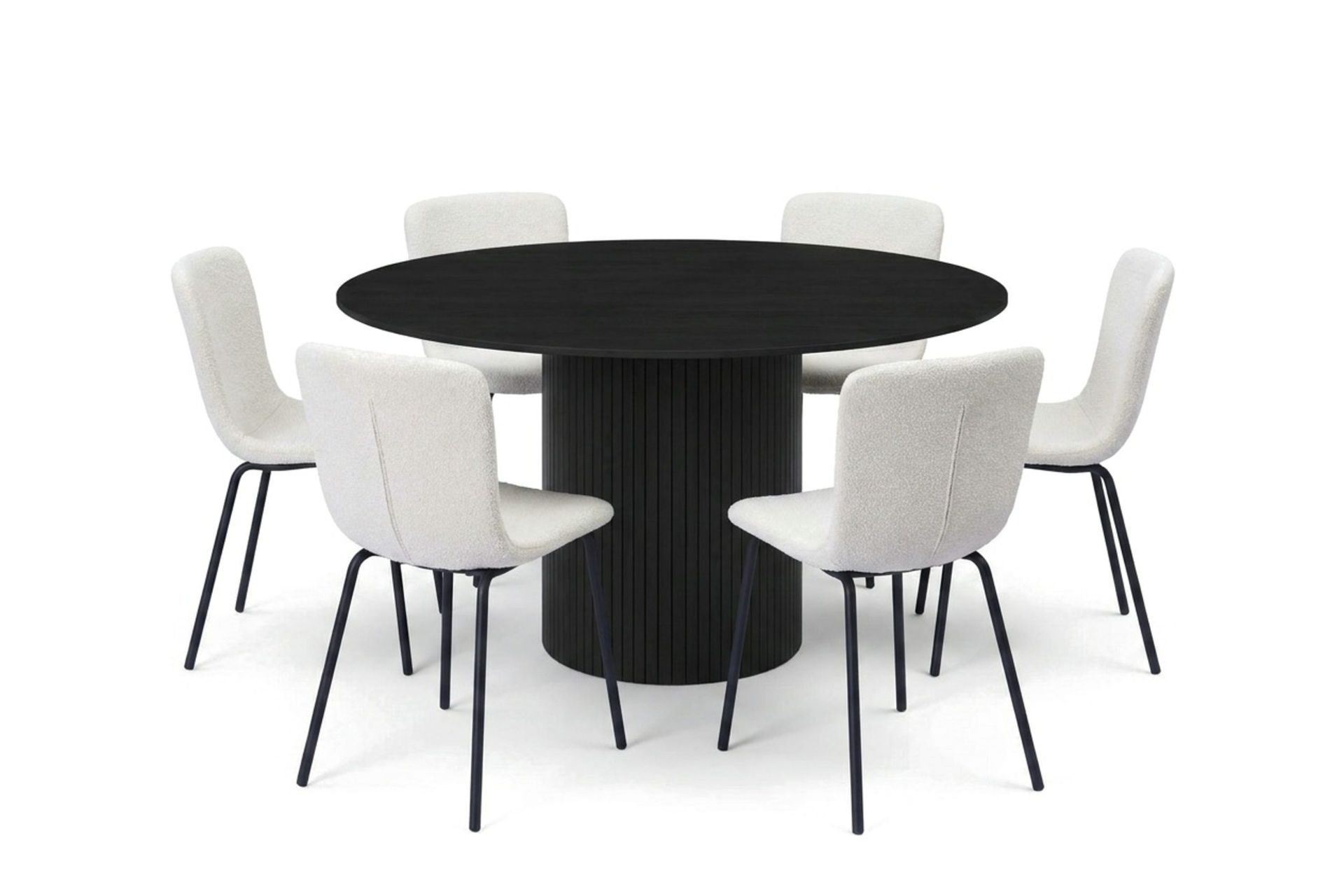 Kopparbo rund spisegruppe 130 cm svart med 6 Katy-spisestoler - Svart