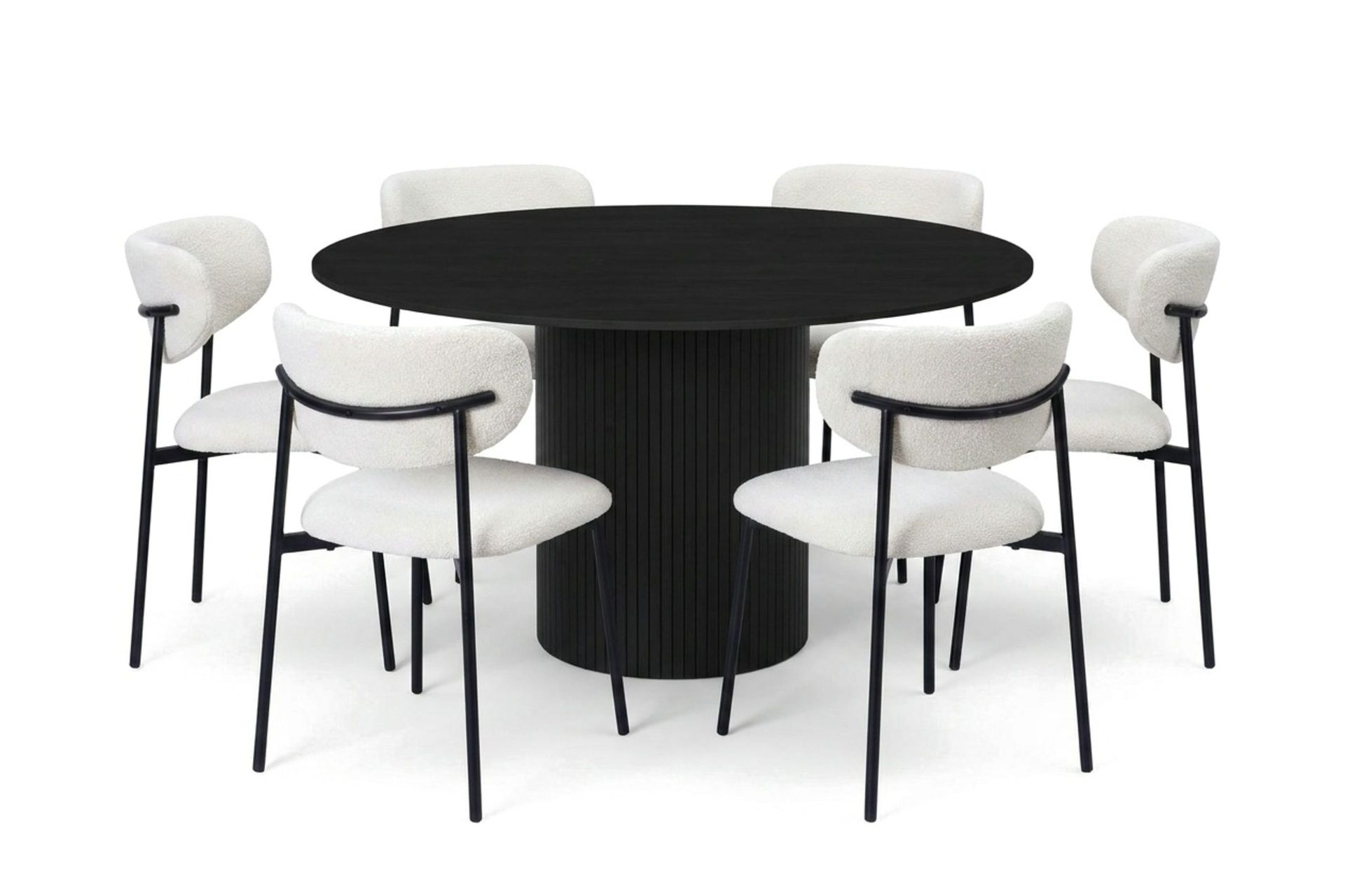 Kopparbo rund spisegruppe 130 cm svart med 6 Lucy-spisestoler - Svart