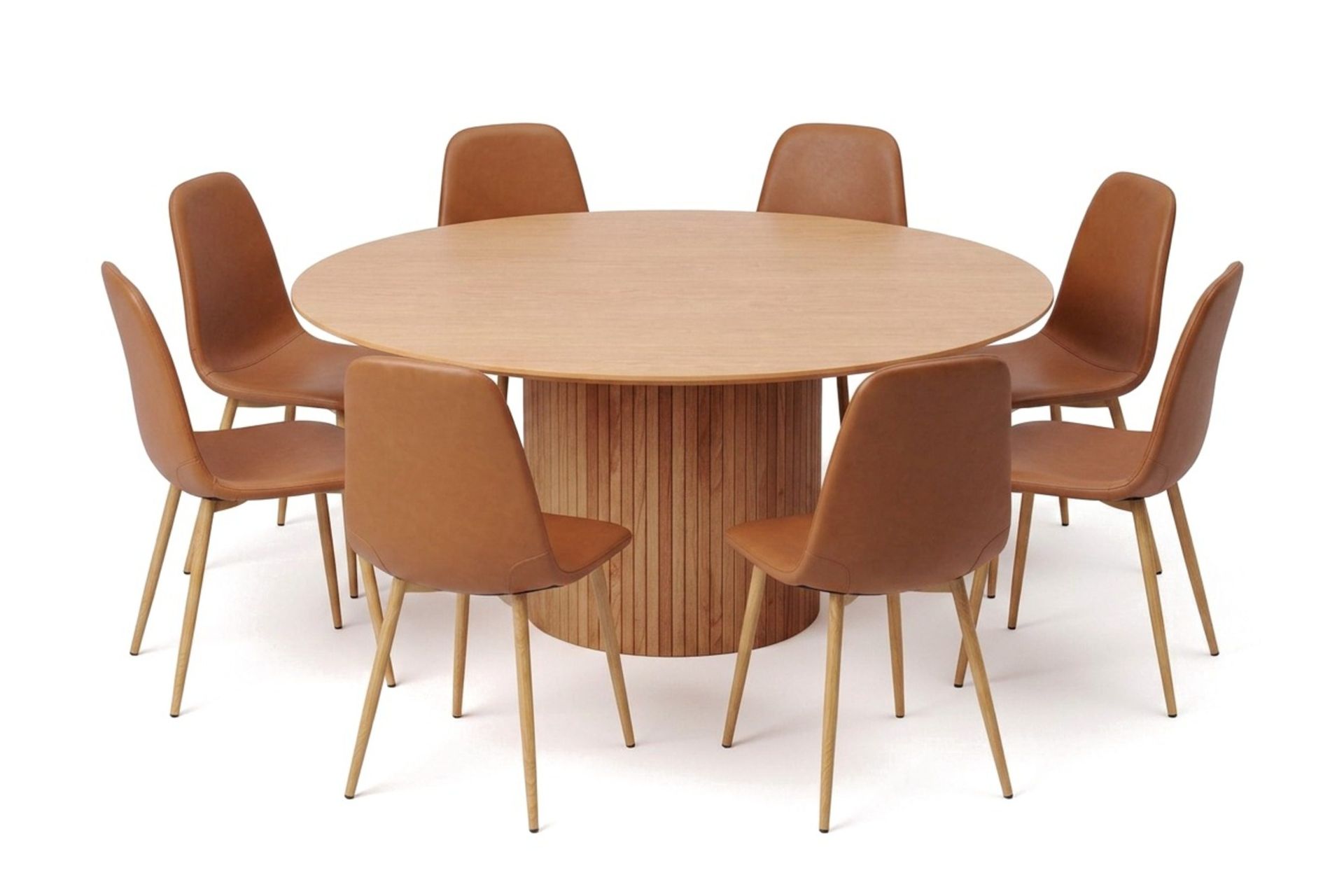 Kopparbo rund spisegruppe 180 cm eik med 8 Nibe-spisestoler - Eik