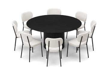 Kopparbo rund spisegruppe 180 cm svart med 8 Gemmiano-spisestoler - Svart - Møbler - Bord - Spisegrupper