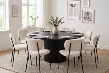 Kopparbo rund spisegruppe 180 cm svart med 8 Gemmiano-spisestoler - Svart - Møbler - Bord - Spisegrupper
