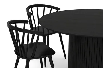 Kopparbo rund spisegruppe 180 cm svart med 8 Tyrö-spisestoler - Svart - Møbler - Bord - Spisegrupper