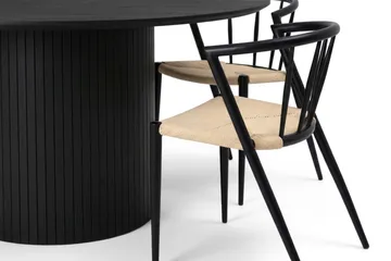 Kopparbo rund spisegruppe 180 cm svart med 8 Winston-spisestoler - Svartbeiset eik - Møbler - Bord - Spisegrupper