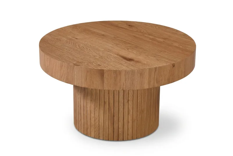 Kopparbo rundt sofabord 85 cm med tykk bordplate, Eik