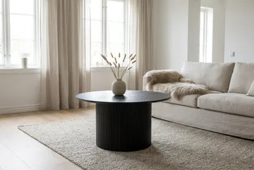 Kopparbo rundt sofabord 85 cm med tynn bordplate - Svartlasert eik - Møbler - Bord - Sofabord
