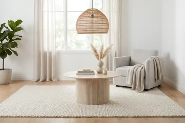 Kopparbo rundt sofabord 85 cm med tynn bordplate - Travertin - Møbler - Bord - Sofabord