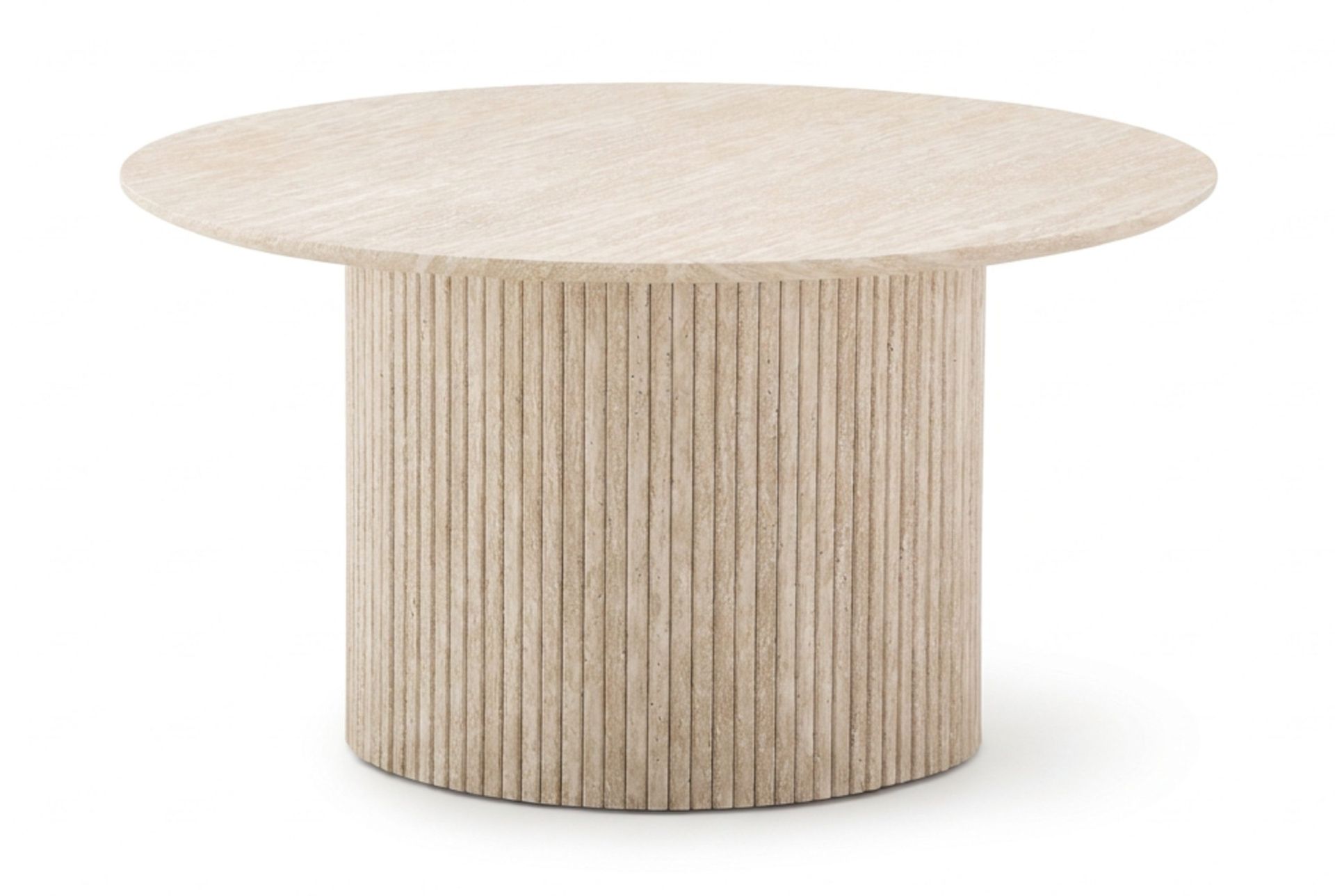 Kopparbo rundt sofabord 85 cm med tynn bordplate - Travertin