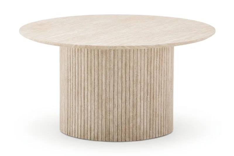 Kopparbo rundt sofabord 85 cm med tynn bordplate - Travertin - Møbler - Bord - Sofabord
