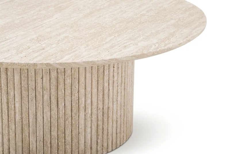 Kopparbo rundt sofabord 85 cm med tynn bordplate - Travertin - Møbler - Bord - Sofabord
