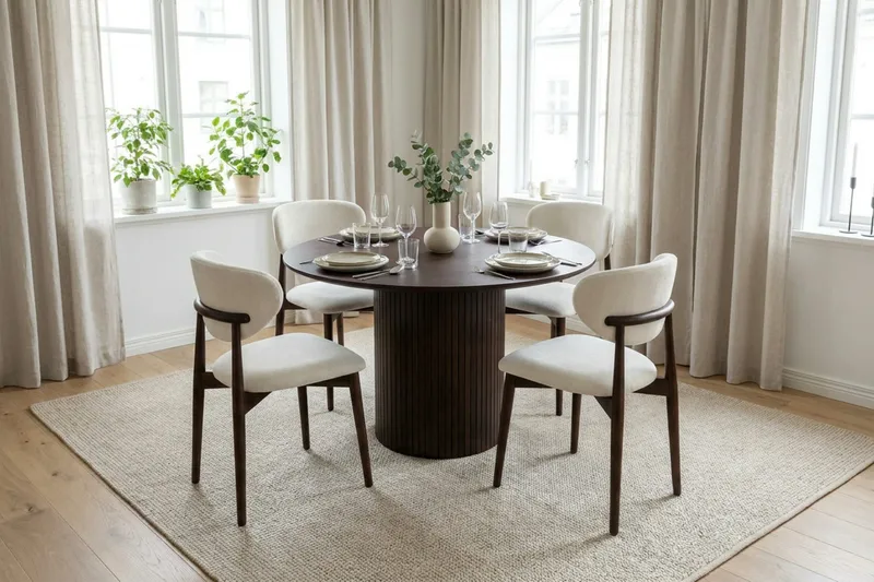 Kopparbo rundt spisebord 110 cm finér - Røkt eik - Møbler - Bord - Spisebord & kjøkkenbord