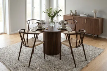 Kopparbo rundt spisebord 110 cm med tre- og valnøttutseende - Valnøtt - Møbler - Bord - Spisebord & kjøkkenbord