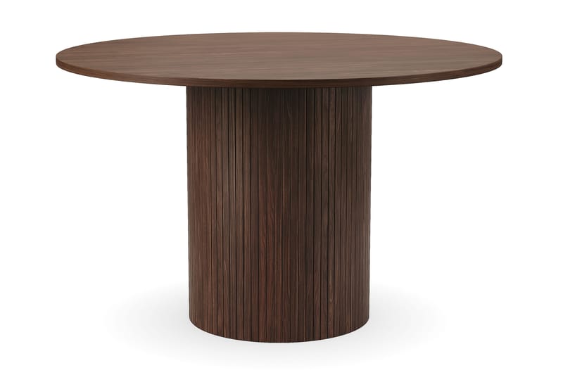 Kopparbo Rundt Spisebord 120 cm for 6 personer med 4 Greya Spisestoler med armlener - Mørkebrun / Hvit Bouclé / Metallben Valnøtt - Møbler - Bord - Spisegrupper