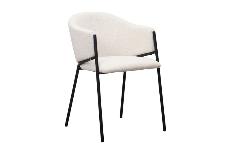 Kopparbo Rundt Spisebord 120 cm med 4 Filip Spisestoler - Mørkebrun / Hvit Bouclé - Møbler - Bord - Spisegrupper