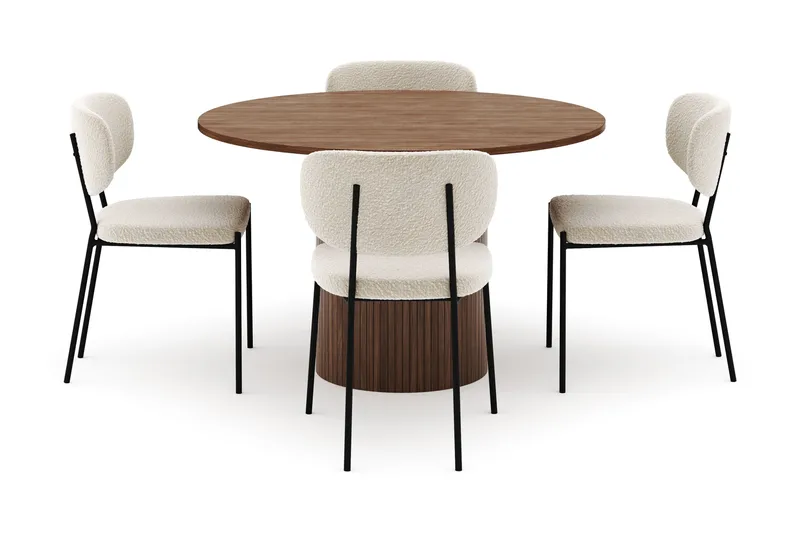 Kopparbo Rundt Spisebord 120 cm med 4 Gemmiano Stoler - Mørkebrun - Møbler - Bord - Spisegrupper