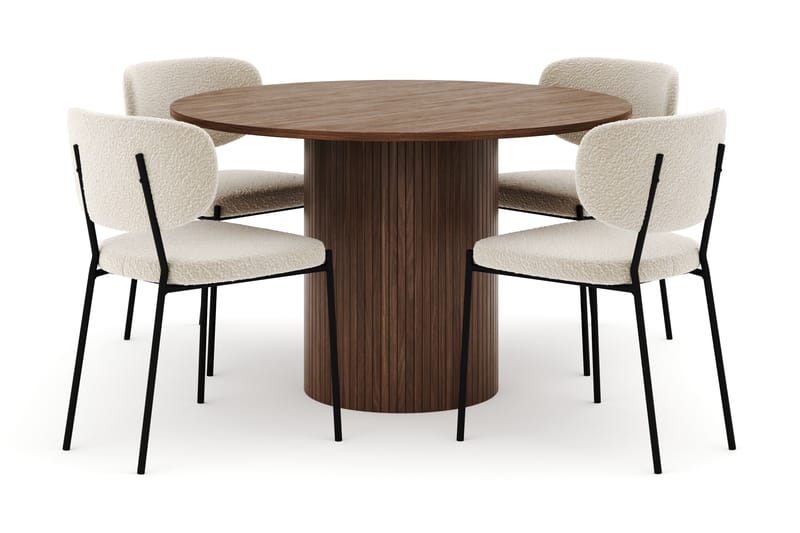 Kopparbo Rundt Spisebord 120 cm med 4 Gemmiano Stoler - Mørkebrun - Møbler - Bord - Spisegrupper