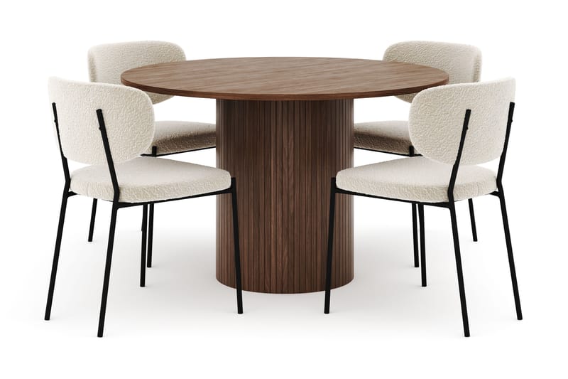 Kopparbo Rundt Spisebord 120 cm med 4 Gemmiano Stoler - Mørkebrun - Møbler - Bord - Spisegrupper