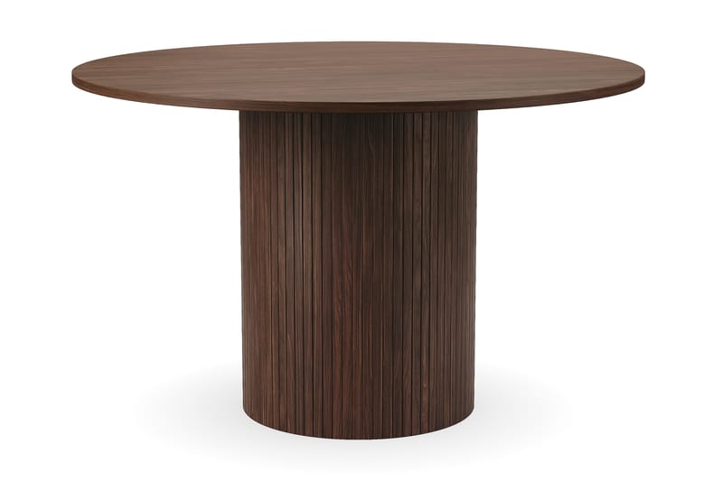 Kopparbo Rundt Spisebord 120 cm med 4 Lucy Spisestoler - Mørkebrun / Hvit Bouclé / Metallben Svart - Møbler - Bord - Spisegrupper