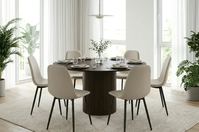 Kopparbo rundt spisebord 130 cm finér - Røkt eik - Møbler - Bord - Spisebord & kjøkkenbord
