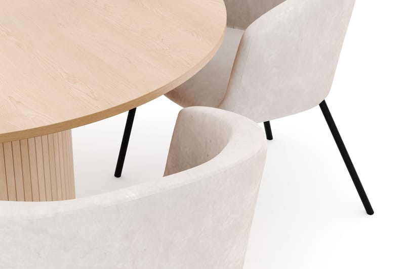 Kopparbo Rundt Spisebord 130 cm med 4 Berit Stoler - Beige - Møbler - Bord - Spisegrupper