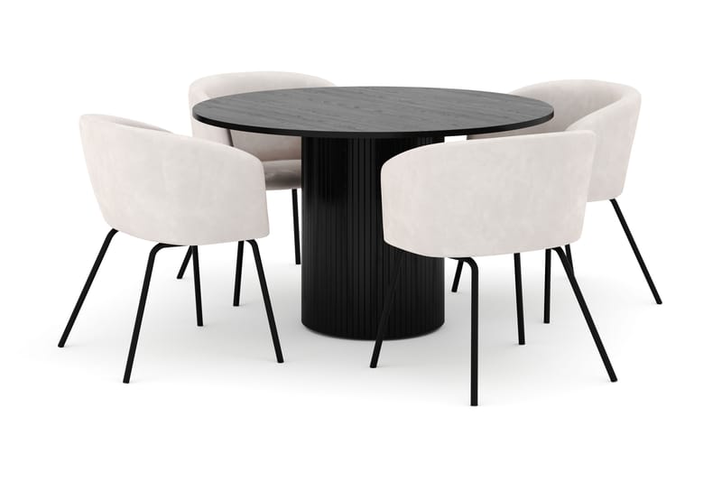 Kopparbo Rundt Spisebord 130 cm med 4 Berit Stoler - Svart - Møbler - Bord - Spisegrupper