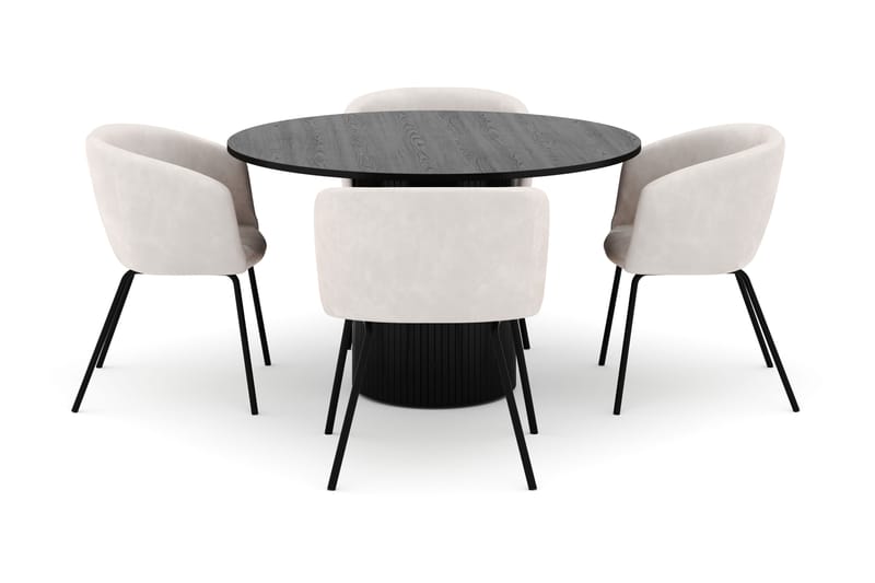 Kopparbo Rundt Spisebord 130 cm med 4 Berit Stoler - Svart - Møbler - Bord - Spisegrupper