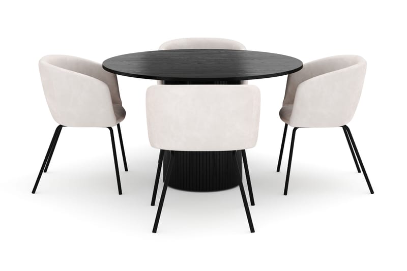 Kopparbo Rundt Spisebord 130 cm med 4 Berit Stoler - Svart - Møbler - Bord - Spisegrupper