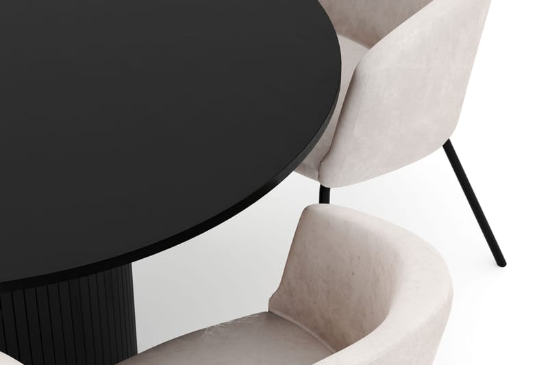 Kopparbo Rundt Spisebord 130 cm med 4 Berit Stoler - Svart - Møbler - Bord - Spisegrupper